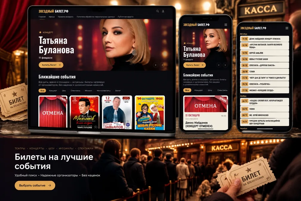 Сайт для  билетных операторов